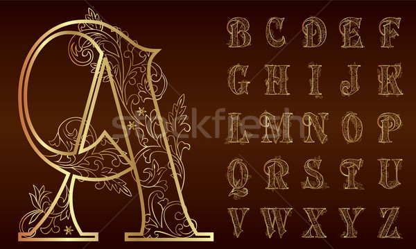 Vintage floreale alfabeto set silhouette antichi Foto d'archivio © Ray_of_Light