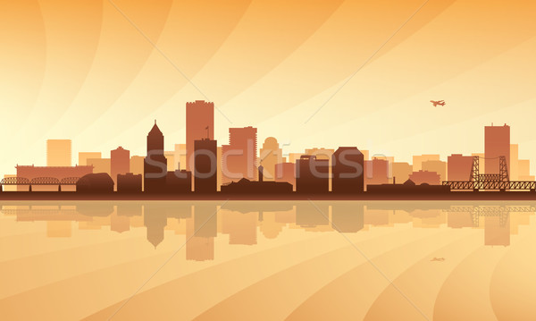 Portland city skyline silhouette background Stock photo © Ray_of_Light