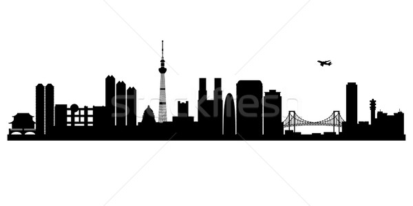 Stock foto: Tokyo · Stadt · Silhouette · Vektor · Skyline · Illustration