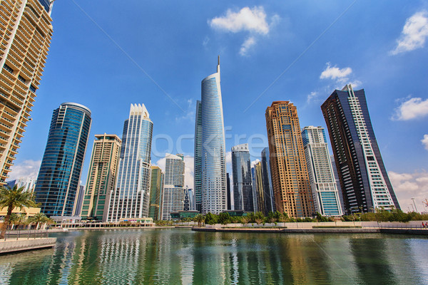 View of Jumeirah Lakes Towers skyscrapers. Dubai, UAE. Stock photo © Ray_of_Light