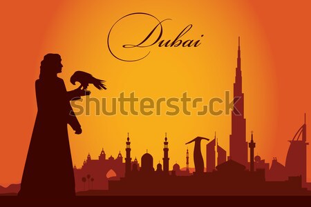 Dubai siluet güneş seyahat otel Stok fotoğraf © Ray_of_Light