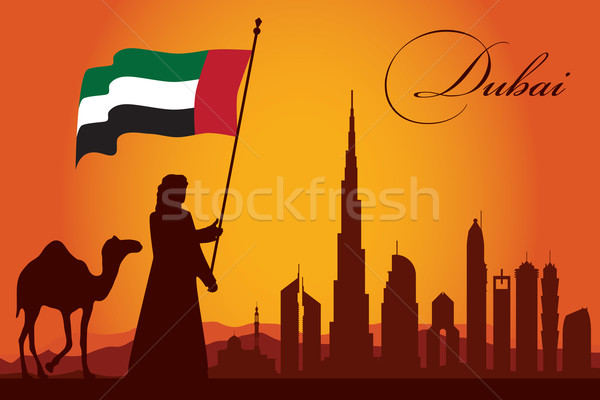 Dubai silhueta sol viajar hotel Foto stock © Ray_of_Light