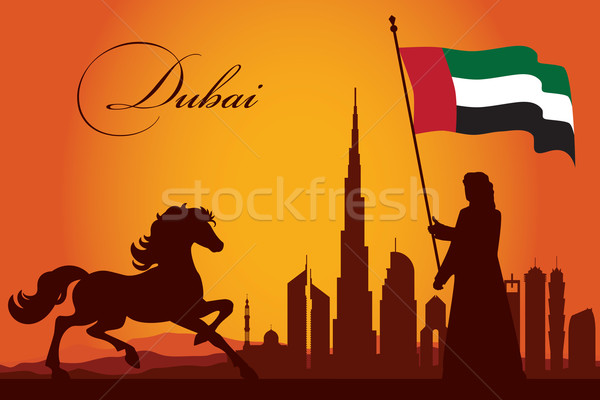 Dubai sylwetka słońce podróży hotel Zdjęcia stock © Ray_of_Light