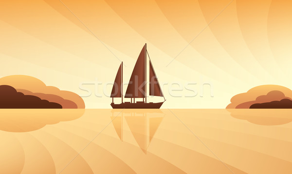 Sailing ship on skyline Stock photo © Ray_of_Light