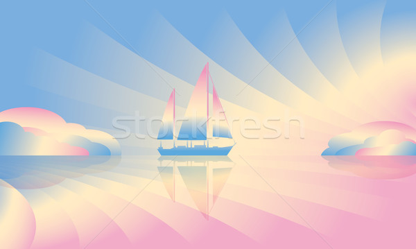 Sailing ship on skyline Stock photo © Ray_of_Light