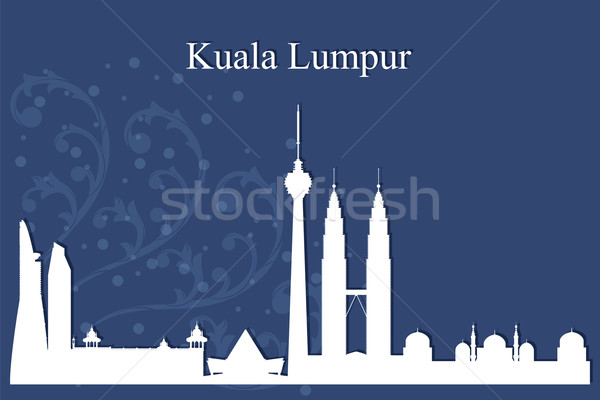 Foto stock: Kuala · Lumpur · silhueta · azul · negócio · linha · do · horizonte