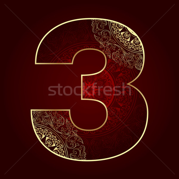 Vintage number 3 with floral swirls Stock photo © Ray_of_Light
