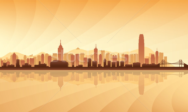 Hong Kong city skyline silhouette background Stock photo © Ray_of_Light