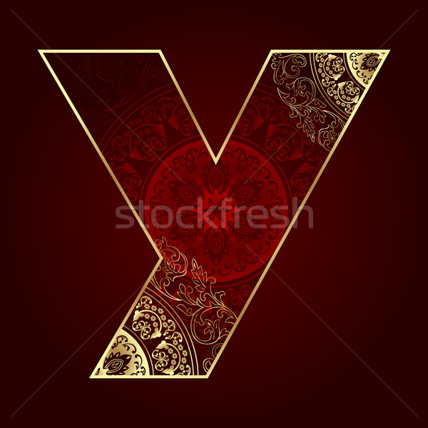 Vintage alphabet with floral swirls, letter Y Stock photo © Ray_of_Light