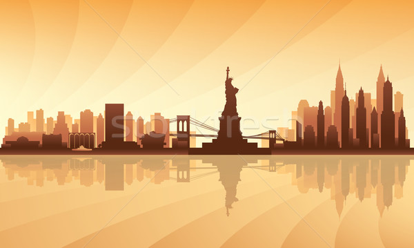 New York city skyline detailed silhouette Stock photo © Ray_of_Light