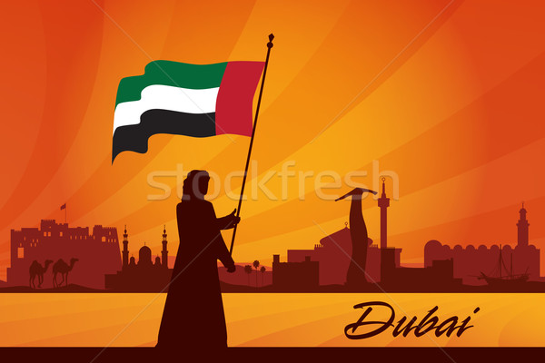 Dubai silhouette sole viaggio hotel Foto d'archivio © Ray_of_Light