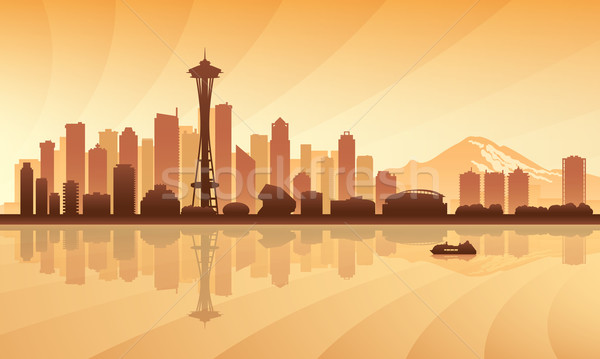 Seattle city skyline silhouette background Stock photo © Ray_of_Light