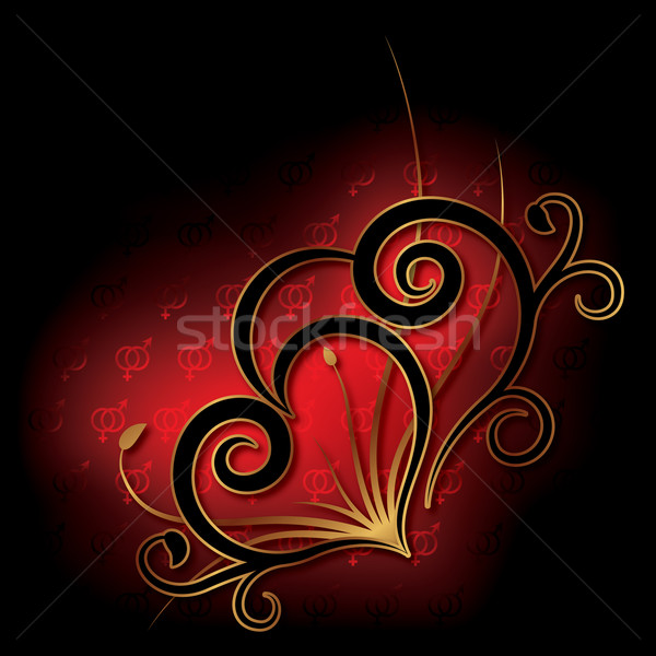 Abstract cuore nero san valentino carta design Foto d'archivio © Ray_of_Light