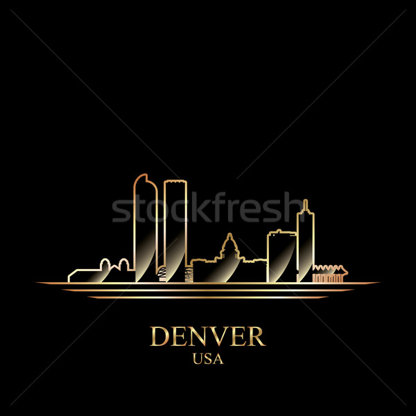 Gold silhouette of Denver on black background Stock photo © Ray_of_Light