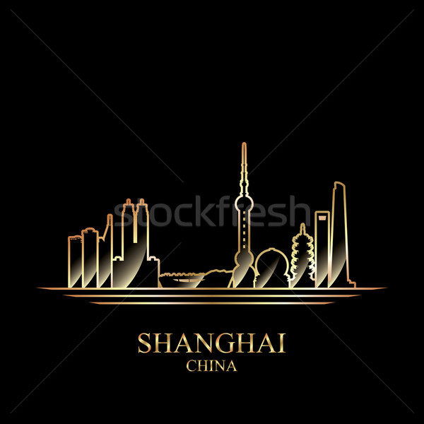 Oro silhouette Shanghai nero viaggio skyline Foto d'archivio © Ray_of_Light