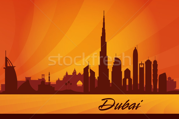 Dubai sylwetka słońce podróży hotel Zdjęcia stock © Ray_of_Light