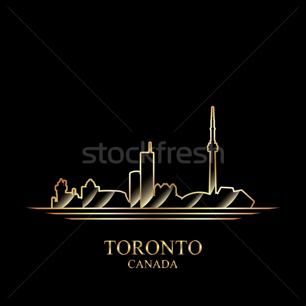 Arany sziluett Toronto fekete épület sziluett Stock fotó © Ray_of_Light