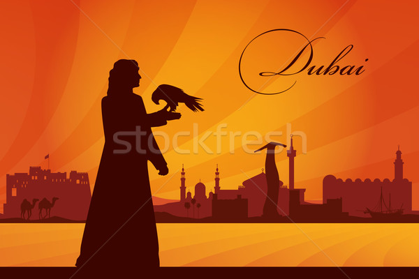 Dubai silhouette sole viaggio hotel Foto d'archivio © Ray_of_Light