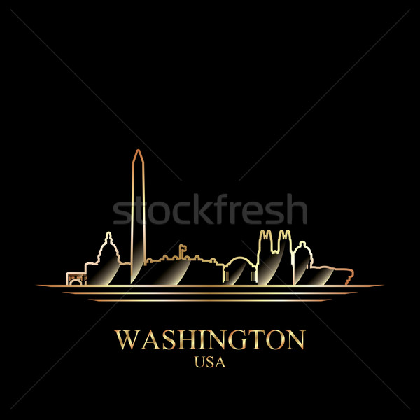 Stock photo: Gold silhouette of Washington on black background