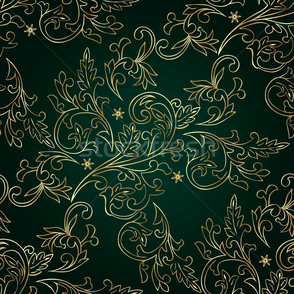 Floral vintage seamless pattern on green background Stock photo © Ray_of_Light