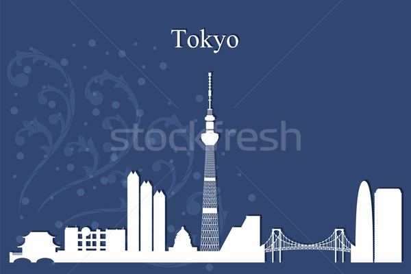 Tokyo city skyline silhouette on blue background Stock photo © Ray_of_Light