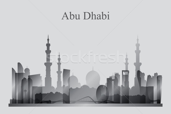 Abu Dhabi city skyline silhouette in grayscale  Stock photo © Ray_of_Light