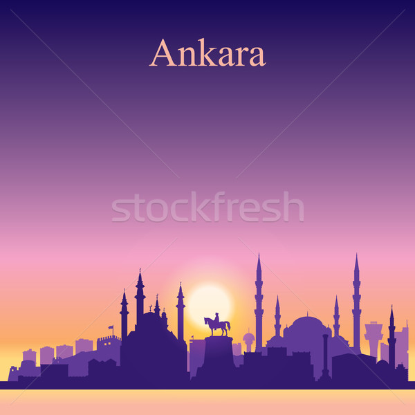 Ankara silueta puesta de sol edificio viaje Foto stock © Ray_of_Light