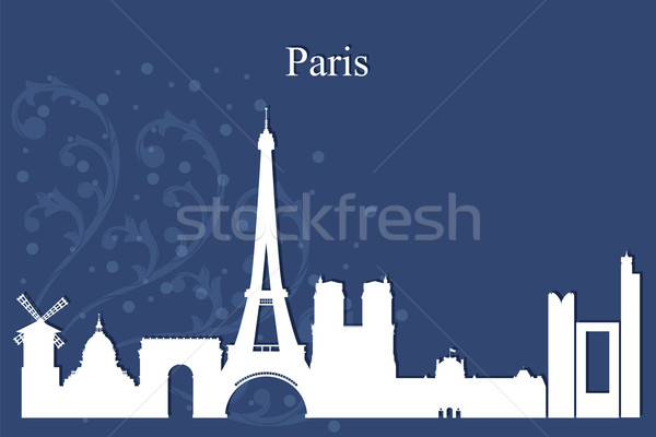Paris Silhouette blau Gebäude Skyline Stock foto © Ray_of_Light