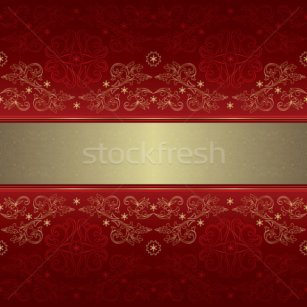 Template with ornate floral seamless pattern on red background Stock photo © Ray_of_Light