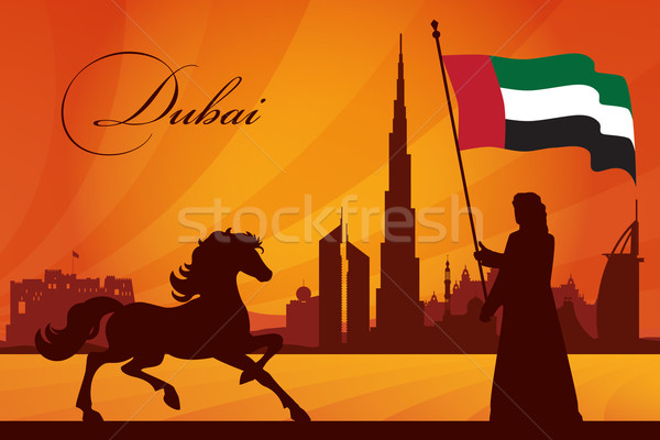 Dubai silhueta sol viajar hotel Foto stock © Ray_of_Light