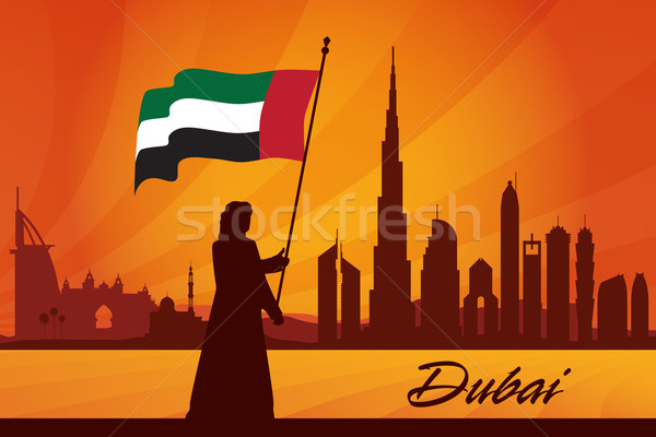 Dubai silhueta sol viajar hotel Foto stock © Ray_of_Light