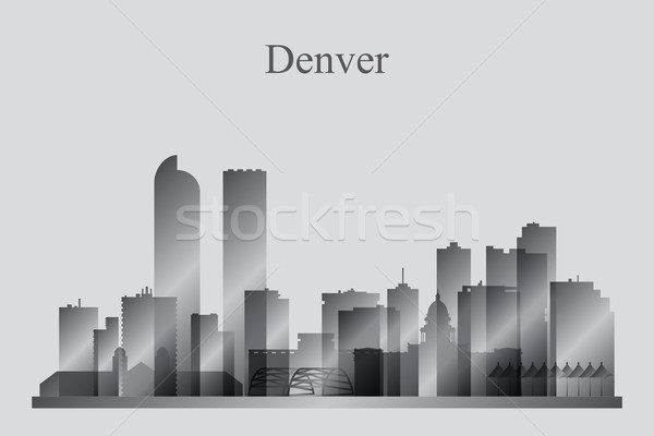 Denver city skyline silhouette in grayscale Stock photo © Ray_of_Light