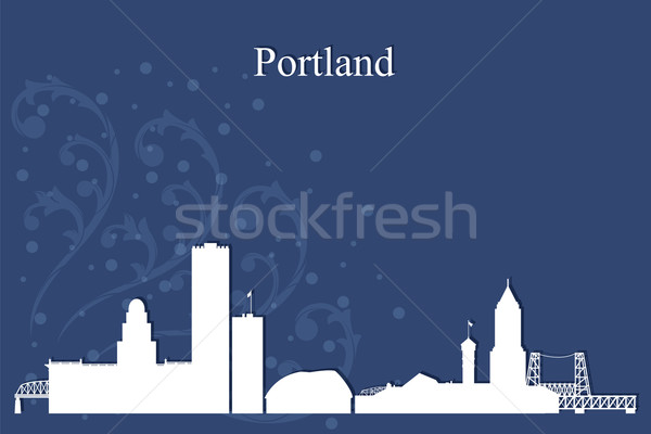 Portland city skyline silhouette on blue background Stock photo © Ray_of_Light