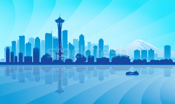 Seattle city skyline silhouette background Stock photo © Ray_of_Light