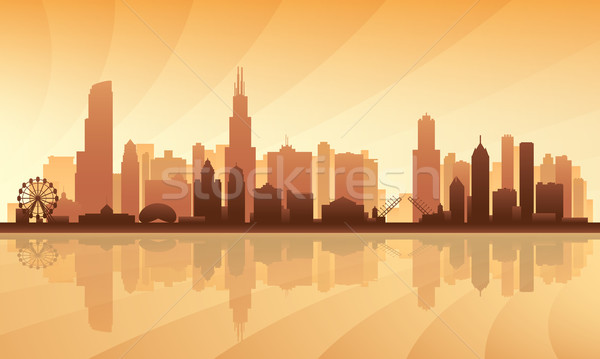 Chicago szczegółowy sylwetka niebo miasta Zdjęcia stock © Ray_of_Light