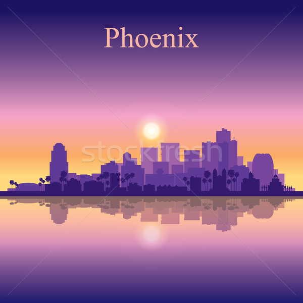 Phoenix silhueta edifício pôr do sol nascer do sol Foto stock © Ray_of_Light