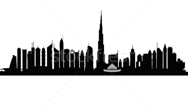 Dubai centro da cidade silhueta edifício pôr do sol Foto stock © Ray_of_Light