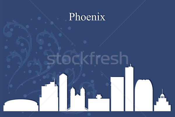 Stock fotó: Phoenix · városkép · sziluett · kék · épület · sziluett