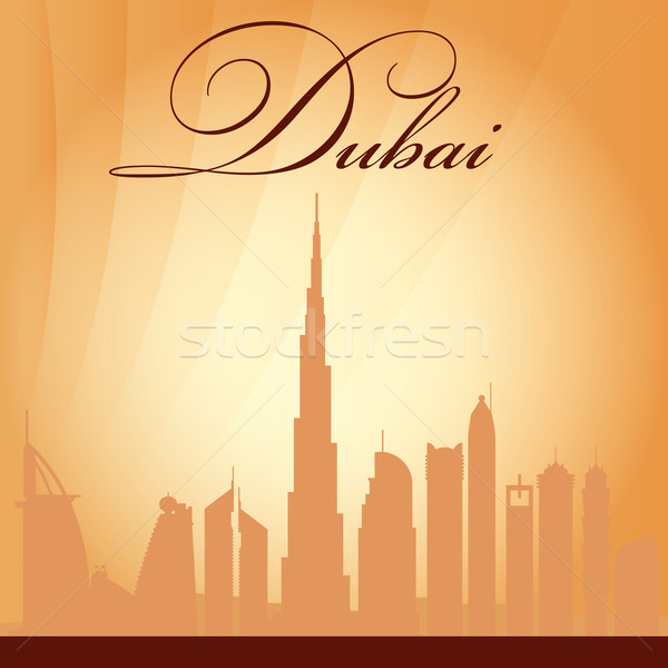 Dubai sylwetka słońce podróży hotel Zdjęcia stock © Ray_of_Light