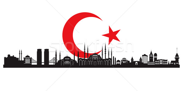 Istanbul stad silhouet vector skyline illustratie Stockfoto © Ray_of_Light