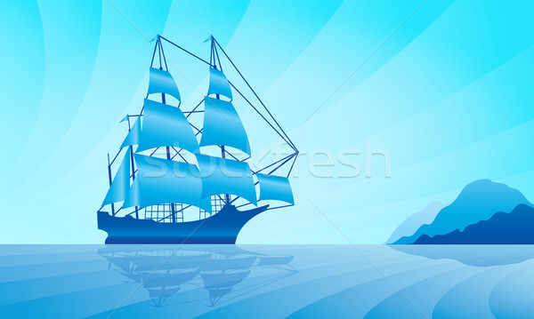 Sailing ship on skyline Stock photo © Ray_of_Light