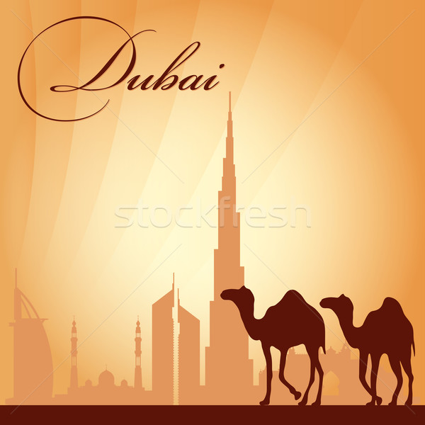 Dubai silhueta sol viajar hotel Foto stock © Ray_of_Light