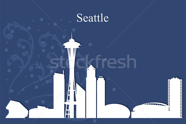 Сток-фото: Seattle · силуэта · синий · Skyline · архитектура