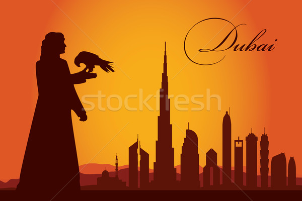 Dubai sylwetka słońce podróży hotel Zdjęcia stock © Ray_of_Light