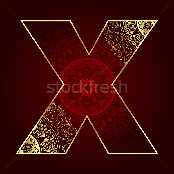 Vintage alphabet with floral swirls, letter X Stock photo © Ray_of_Light
