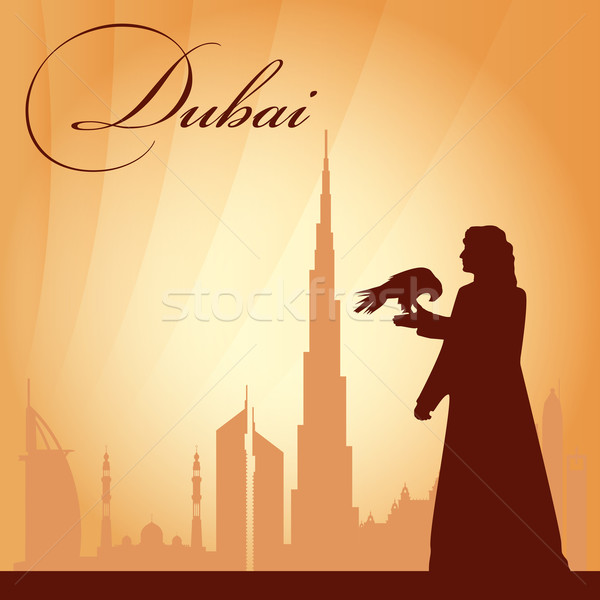 Dubai sylwetka słońce podróży hotel Zdjęcia stock © Ray_of_Light