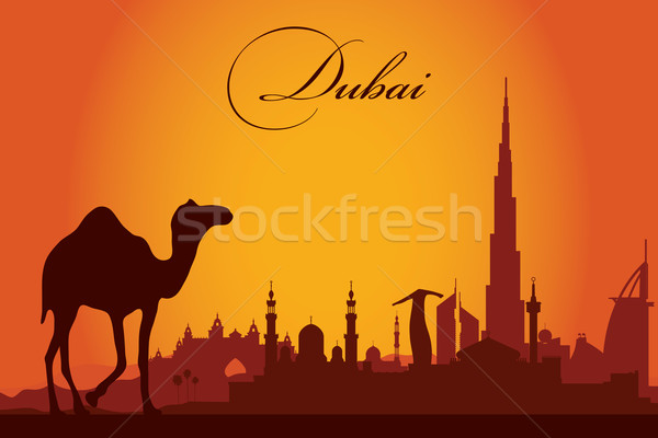 Dubai silhueta sol viajar hotel Foto stock © Ray_of_Light