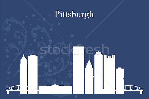 Pittsburgh city skyline silhouette on blue background Stock photo © Ray_of_Light