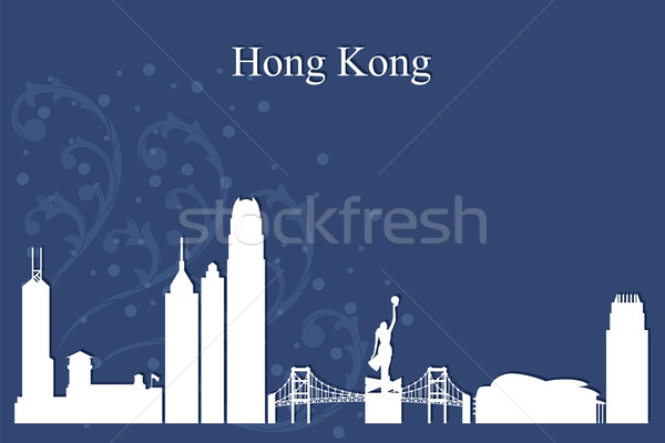 Hong Kong silueta azul edificio horizonte Foto stock © Ray_of_Light