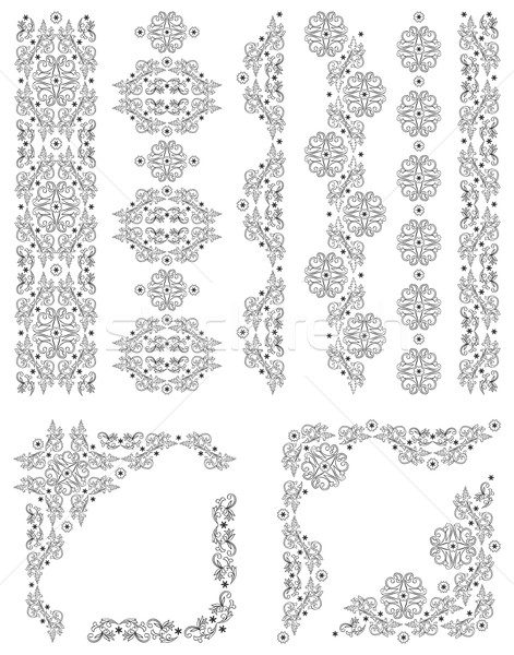 Set of vector borders, decorative floral elements for design. Pa Stock photo © Ray_of_Light